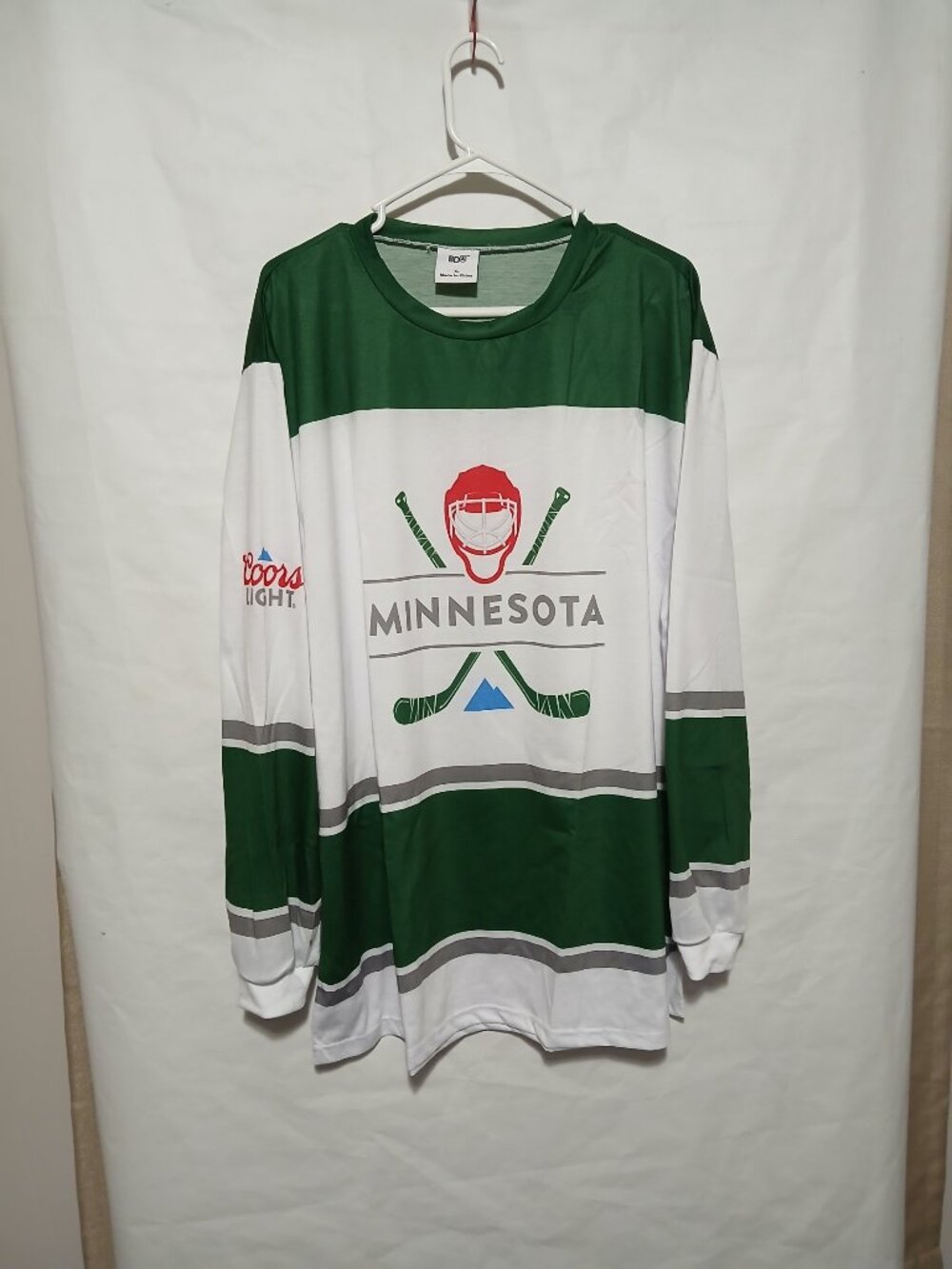 New Coors Light Minnesota Hockey Jersey Promo Mens XL Long Sleeve T-Shirt Wild